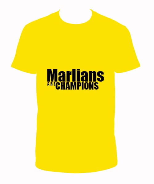 YELLOW COLOUR "MARLIANS ARE CHAMPIONS" T-SHIRT