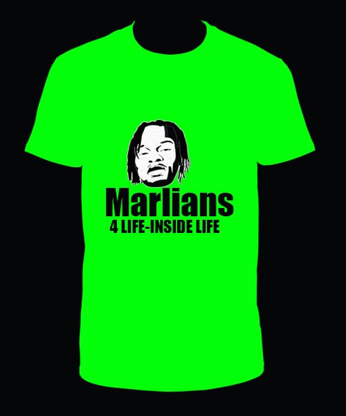 GREEN COLOUR 'MARLIANS 4 LIFE" T-SHIRT